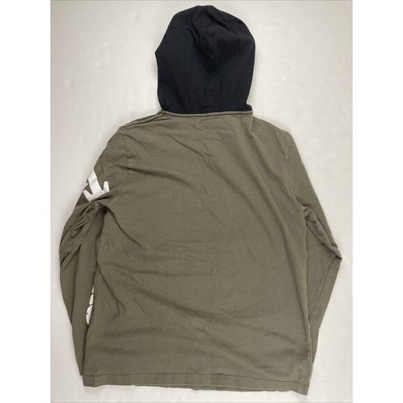 TIMBERLAND Hooded T-Shirt Youth Boys L(14/16) Long Sleeve Spellout Green Black - Picture 3 of 8
